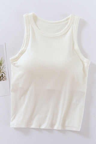 Ribbed Crew Neck Built-In Tank