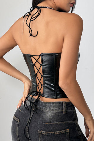 Lace-Up Halter Corset Tank
