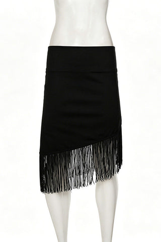 Asymmetrical Fringe Midi Skirt
