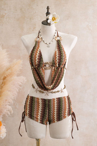 Cutout Ring Halter Bikini Set