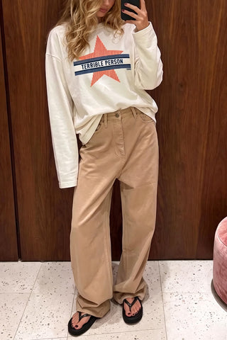 Star Graphic Crew Neck Long Sleeve T-Shirt
