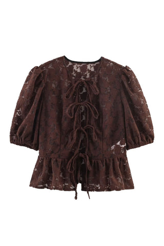 Tie-Front Sheer Blouse