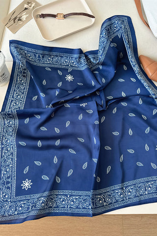 Paisley Print Satin Square Scarf