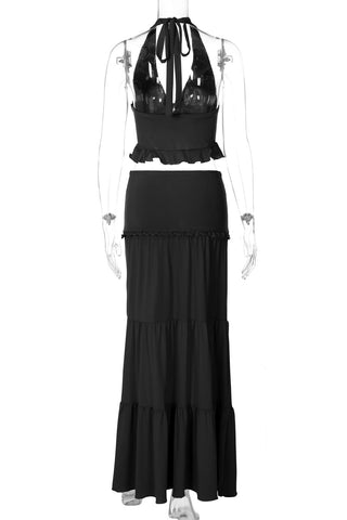 Halter Tie-Back Skirt Set