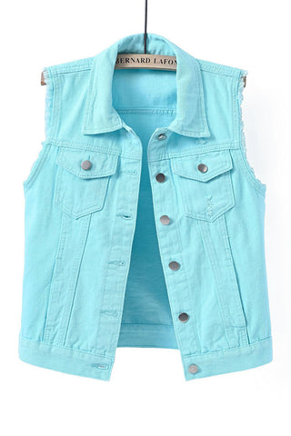 Sleeveless Collared Button-Front Vest
