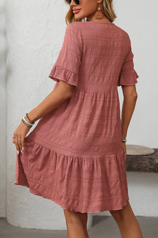 Flared Short-Sleeve Casual Dress