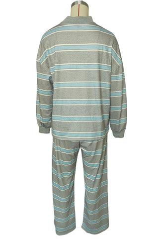 Striped Mock Neck Wide-Leg Pants Set