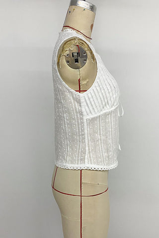 Tie-Front Lace Trim Tank Top