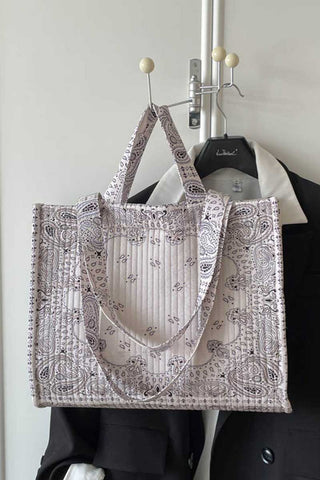 Paisley Print Quilted Tote Bag
