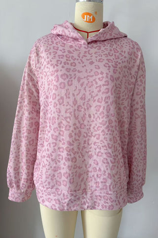 Leopard Print Long Sleeve Pullover Hoodie