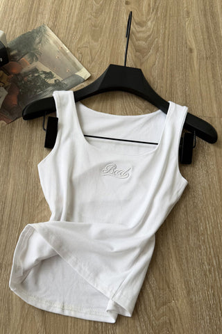 Square Neck Letter Graphic Tank Top