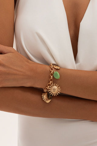 Tone Sun Charm Link Bracelet