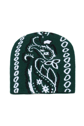 Paisley Print Knit Beanie Hat