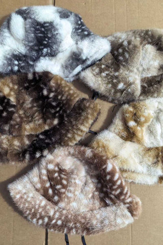 Faux Fur Spotted Bucket Hat