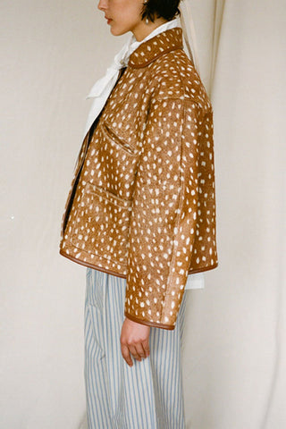 Printed Zip-Front Collared Jacket