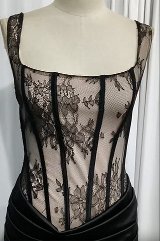 Square Neck Lace Corset Mini Dress