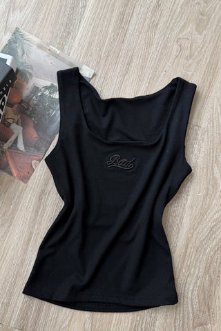 Square Neck Letter Graphic Tank Top