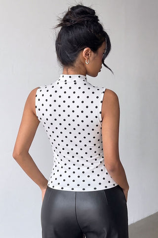 Polka Dot Halter Neck Tank Top