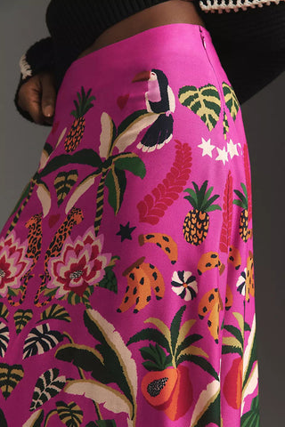 Floral Print High-Waist Midi Skirt