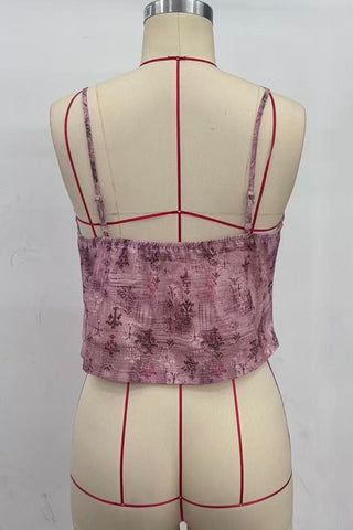 Tie-Front Ruffle Lace Trim Cami