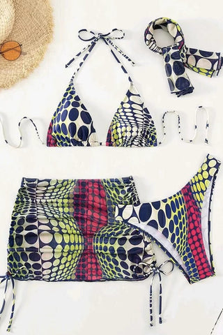 Triangle Bikini Set with Cover-Up Skirt