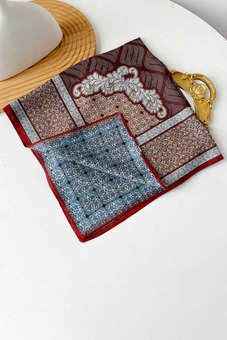 Paisley and Geometric Print Square Scarf