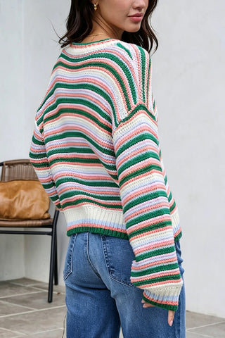 Striped Crew Neck Knit Sweater