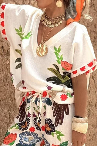 Floral-Printed Pants Set