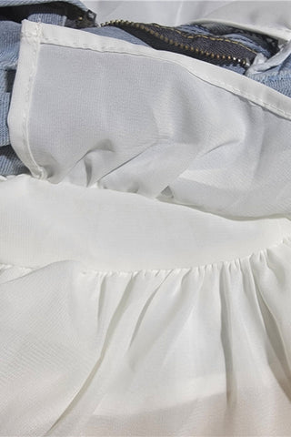Pearl Belt Ruffle Denim Shorts