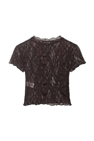 Sheer Floral Lace Short Sleeve T-Shirt