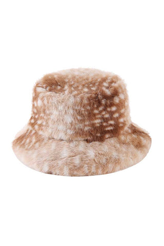 Faux Fur Spotted Bucket Hat