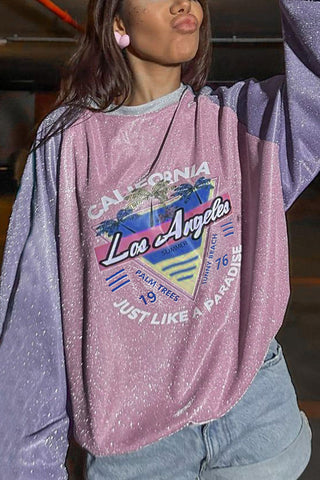 Graphic Sparkle Long Sleeve Top