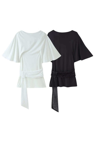 Tie Waist Bell Sleeve Casual Dress