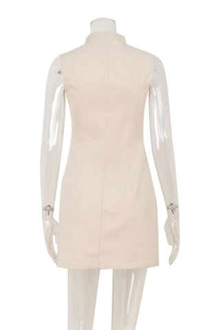 Sleeveless Mock Neck Zip Front Mini Dress