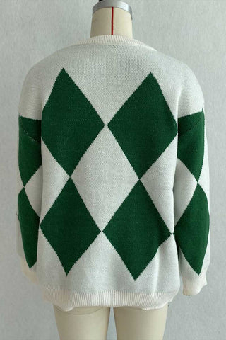 Argyle Holiday Graphic Crew Neck Sweater