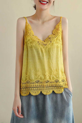 Scalloped Lace V-Neck Sleeveless Tank