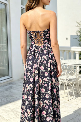Floral Sweetheart Maxi Casual Dress