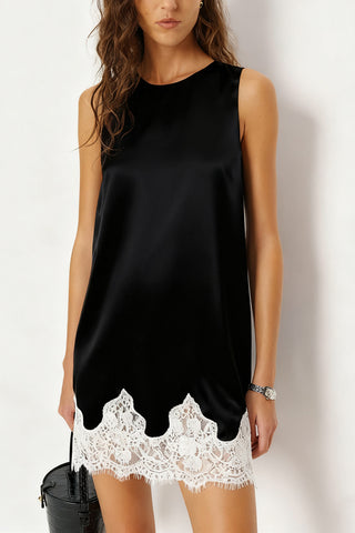 Sleeveless Lace Hem Casual Dress