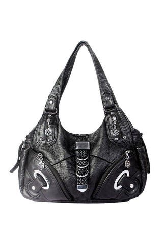 Braided Detail Multi-Zip Shoulder Bag