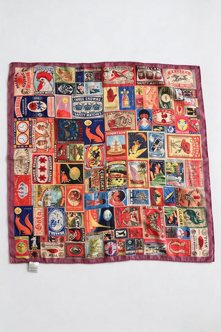 Vintage Collage Print Square Scarf