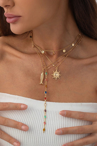 Multi-Layer Sun Fish Charm Necklace