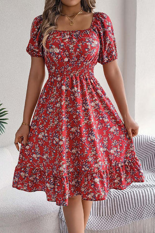 Off-Shoulder Smocked Casual Dress