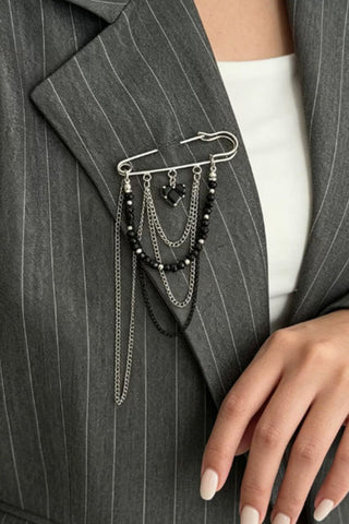Heart Chain Safety Pin Brooch