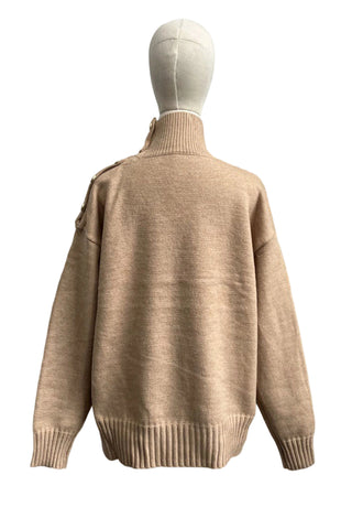 Wing Motif Mock Neck Knit Sweater