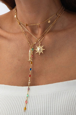 Multi-Layer Sun Fish Charm Necklace