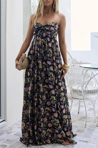 Floral Sweetheart Maxi Casual Dress