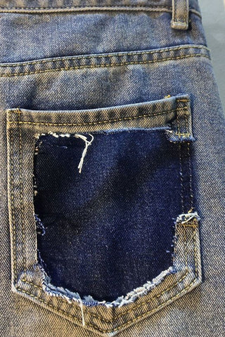 Embellished Distressed Denim Shorts