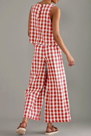 Checkered Two-Piece Pants Set