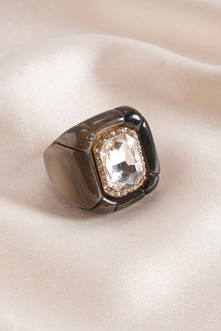 Square Gemstone Resin Statement Ring