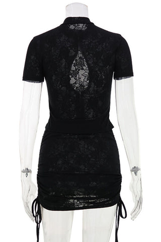 Keyhole High Neck Skirt Set